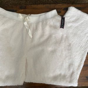 Ambrielle Sleepwear Pants in Cream White with Soft furry sparkle material XL